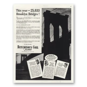 1944 Bituminous Coal Print Ad | Brooklyn Bridges