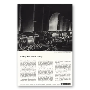 1944 Boeing Flying Fortress Print Ad | Cutting Cost Victory