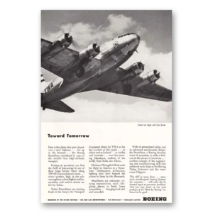 1944 Boeing Stratoliner Print Ad | Toward Tomorrow