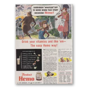 1944 Bordens Hemo Print Ad | Everybody Whistles