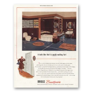 1944 Briggs Beautyware Print Ad | Bath Like