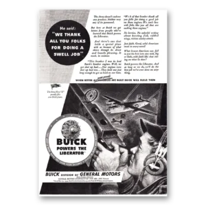 1944 Buick Aviation Print Ad | We Thank All