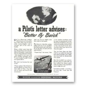 1944 Buick Aviation Print Ad | Pilots Letter