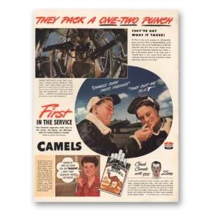 1944 Camel Cigarettes Print Ad | United Airlines