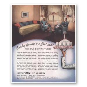 1944 Chase Velmo Upholstery Print Ad | Washington Statler