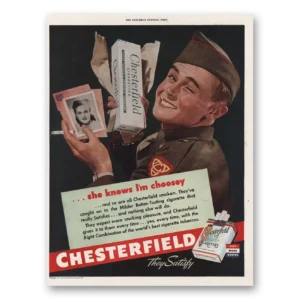 1944 Chesterfield Cigarettes Print Ad | Choosey