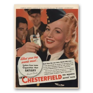 1944 Chesterfield Cigarettes Print Ad | Your Boy Wants