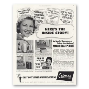 1944 Coleman Lamp and Stove Print Ad | Magic Heat Plants