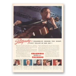 1944 Columbia Records Print Ad | Piatigorsky Gregor The Great