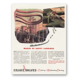 1944 Crane Valves Print Ad | Happy Landings