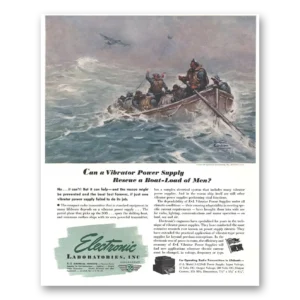 1944 Electronic Laboratories Print Ad | Rescue Boat