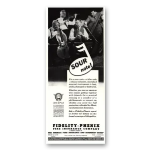 1944 Fidelity Phenix Fire Insurance Print Ad | Sour Note