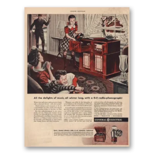 1944 General Electric Radio Print Ad | Delights Music