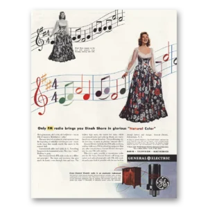 1944 General Electric Radio Print Ad | Dinah Shore Ge