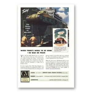 1944 GM Diesel Power Print Ad | War Peace