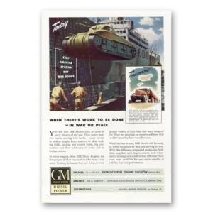 1944 GM Diesel Power Print Ad | Theres Work