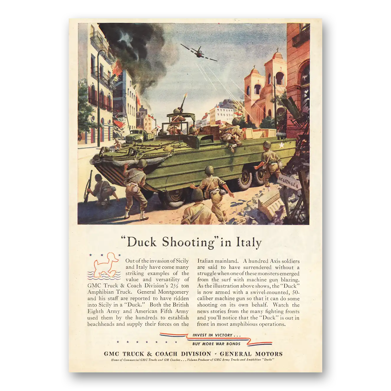 1944 GMC Trucks Print Ad | Duck Shooting