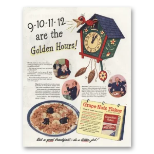 1944 Grape Nuts Flakes Cereal Print Ad | Golden Hours