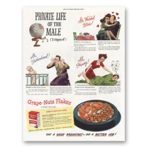 1944 Grape Nuts Flakes Cereal Print Ad | Private Life