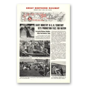 1944 Great Northern Railway Print Ad | Dairy Industry
