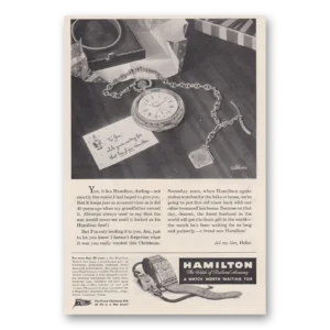1944 Hamilton Watch Print Ad | Pocket Watch