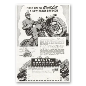 1944 Harley Davidson Print Ad | Want List