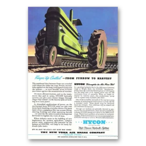 1944 Hycon Print Ad | Furrow Harvest Tractor