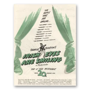 1944 Irish Eyes Are Smiling Promo Print Ad | Damon Runyon