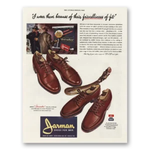 1944 Jarman Shoes Print Ad | Friendliness Fit