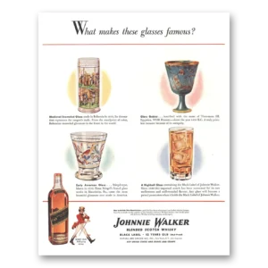 1944 Johnnie Walker Black Label Print Ad | Glasses Famous