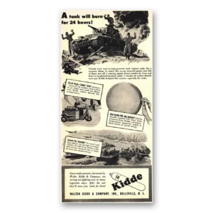 1944 Walter Kidde Fire Extinguisher Print Ad | Tank Will Burn