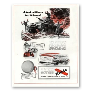 1944 Walter Kidde Fire Extinguisher Print Ad | Tank Will Burn