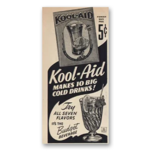 1944 Kool Aid Print Ad | Cold Drinks