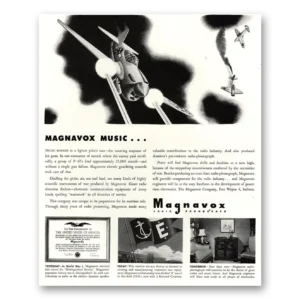 1944 Magnavox Radio Phonograph Print Ad | Fighter Pilots Ears