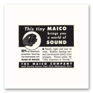 1944 Maico Hearing Aid Print Ad | Tiny Maico