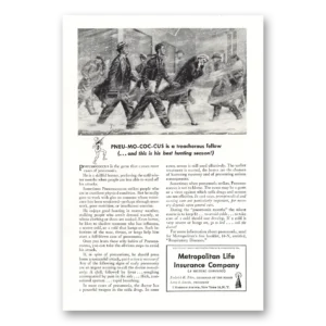 1944 Metropolitan Life Insurance Print Ad | Pneu Mo Coc Cus