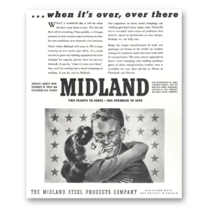 1944 Midland Steel Print Ad | Over There