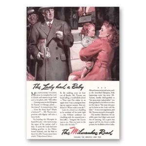1944 Milwaukee Road Print Ad | Lady Had Baby