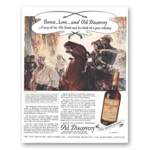 1944 Old Discovery Whiskey Print Ad | Honor Love