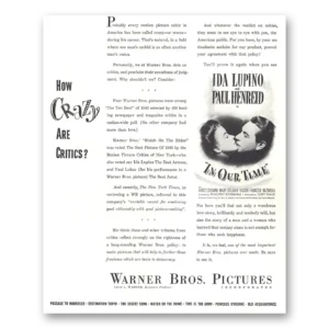 1944 In Our Time Movie Promo Print Ad | Ida Lupino