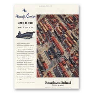 1944 Pennsylvania Railroad Print Ad | Aircraft Carrier