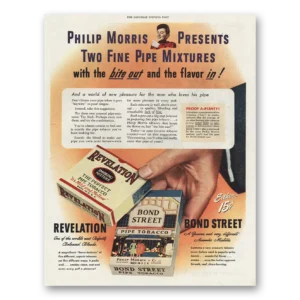 1944 Revelation and Bond Street Pipe Tobacco Print Ad | Pipe Mixtures