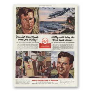 1944 RCA Radios Print Ad | Work For Victory