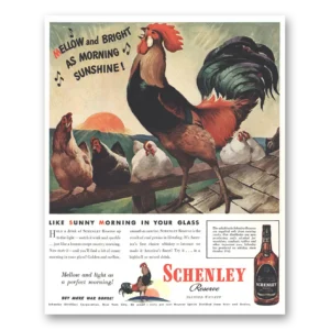 1944 Schenley Whiskey Print Ad | Mellow Bright
