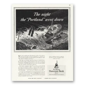 1944 National Shawmut Bank Print Ad | Night Portland