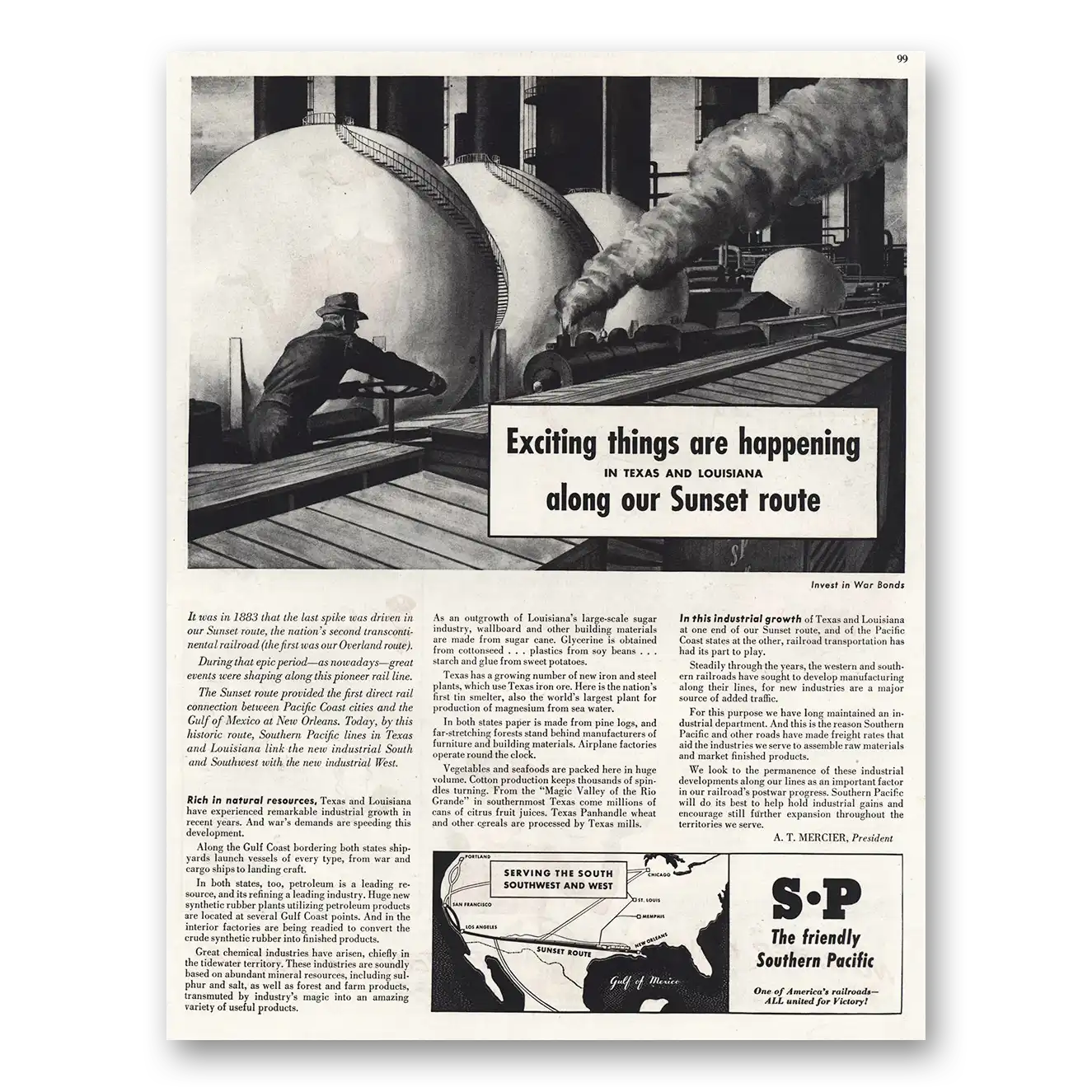 1944 Southern Pacific Print Ad | Sunset Route