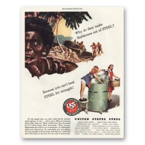 1944 United States Steel Print Ad | Bulldozers