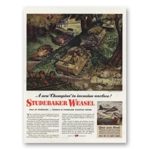 1944 Studebaker Weasel Print Ad | Invasion Warfare