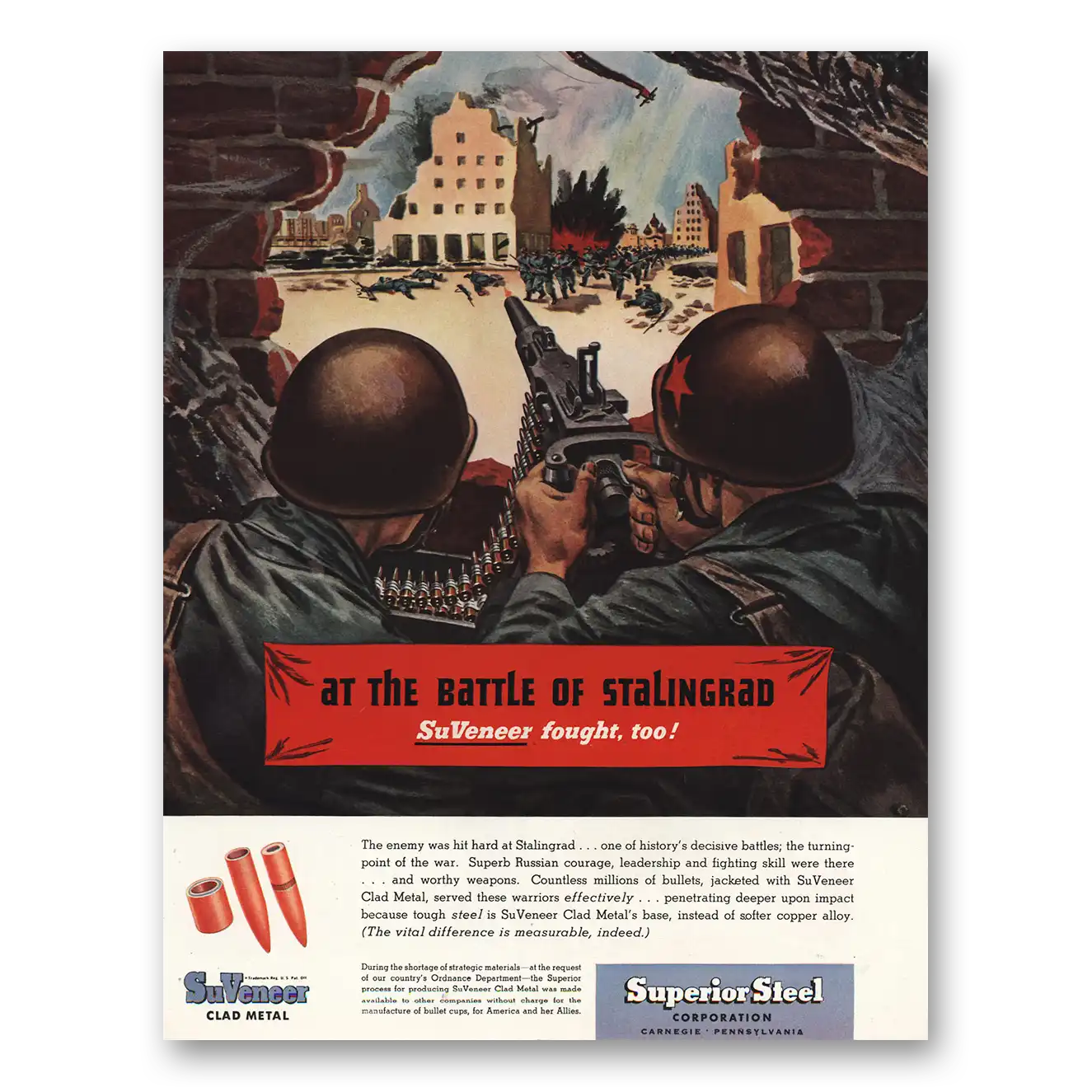 1944 Superior Steel Print Ad | Battle Stalingrad