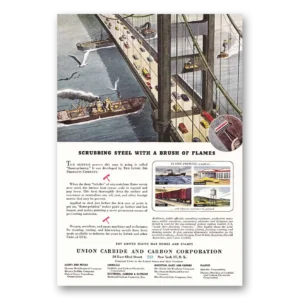 1944 Union Carbide Print Ad | Scrubbing Steel